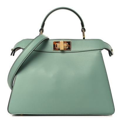 Fendi Vitello Seta Shiny Nappa Plexiglass Small Peekaboo I SEE U Satchel Menta Light Rose 1 of 9