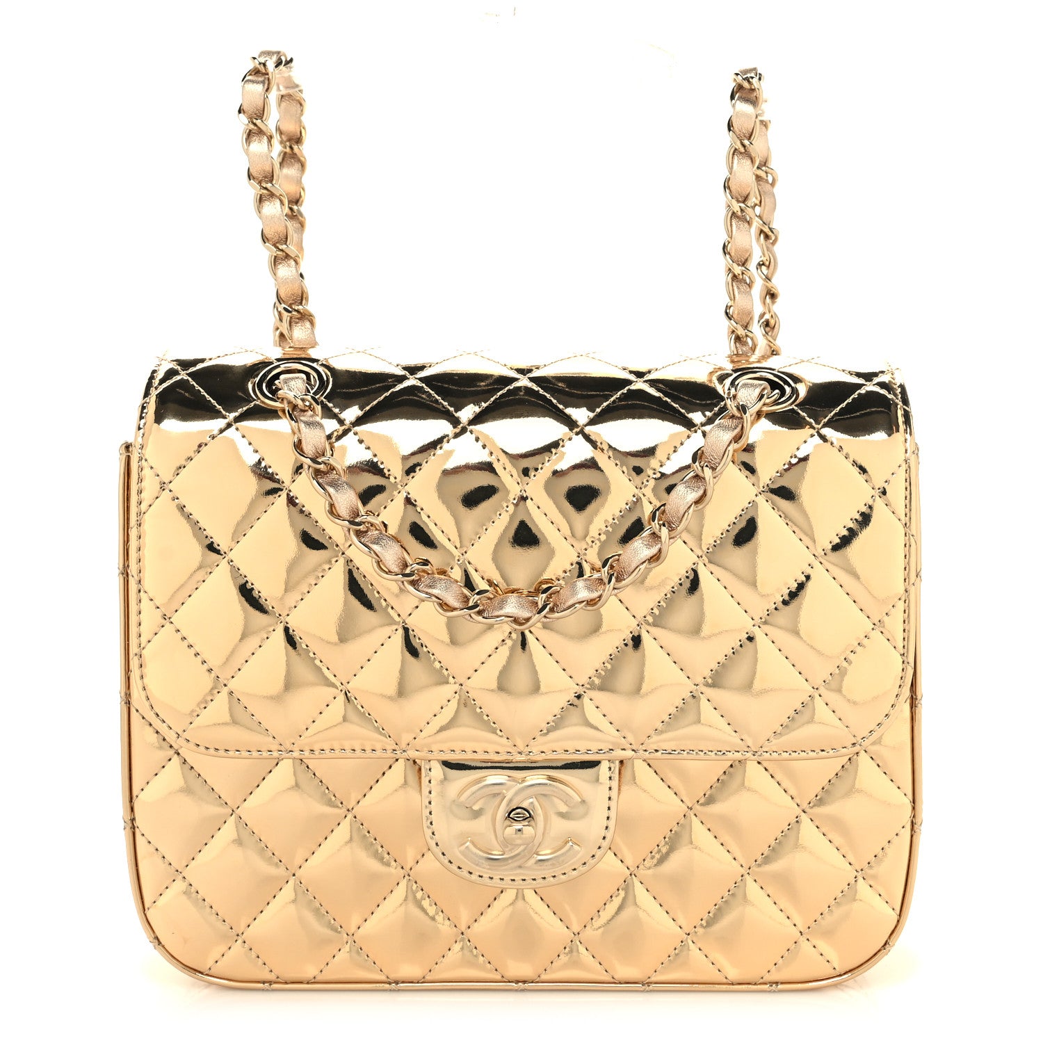 Chanel Mirror Calfskin Metallic Calfskin Quilted Hollywood Boulevard Backpack With Coin Purse Gold 1 of 12