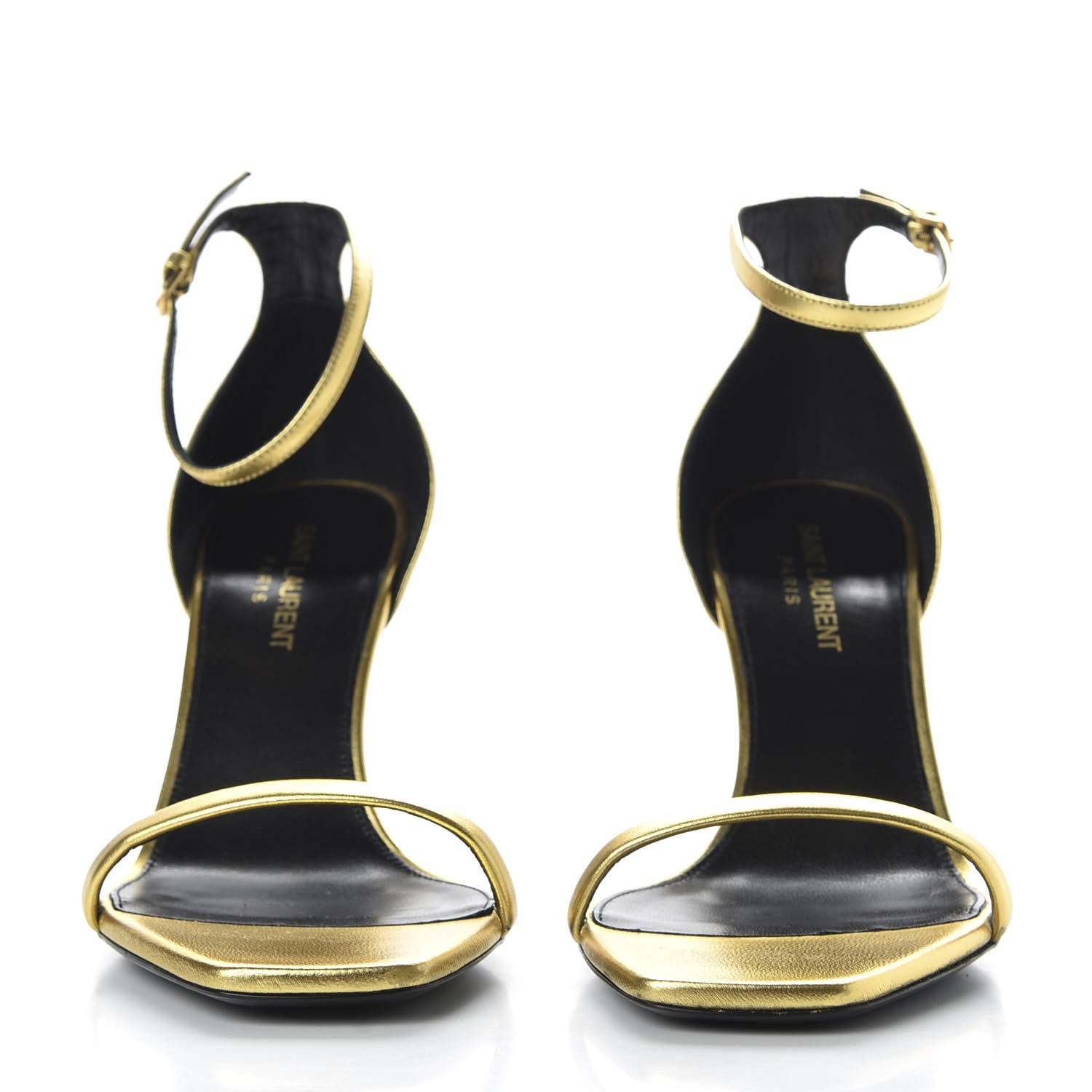 Saint Laurent Calfskin Opyum Sandals 38 Oro 2 of 9