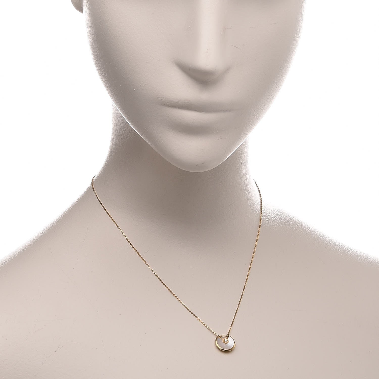 Cartier 18K Yellow Gold Diamond Mother of Pearl XS Amulette de Cartier Pendant Necklace 2 of 7