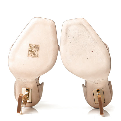 Saint Laurent Suede Calfskin Opyum 110 Sandals 38.5 Cachemere Pale Gold 5 of 9