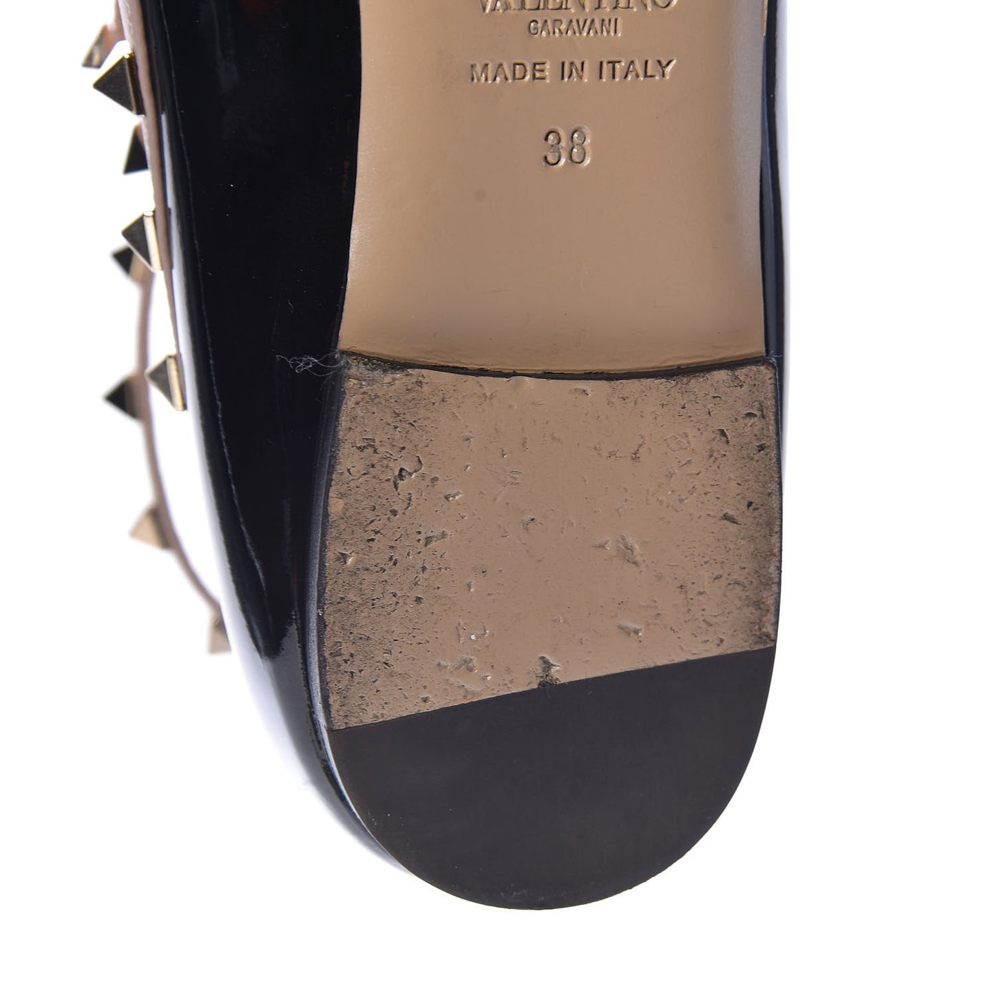 Patent Nappa Rockstud Cage Ballerina Flats 38 Black Poudre