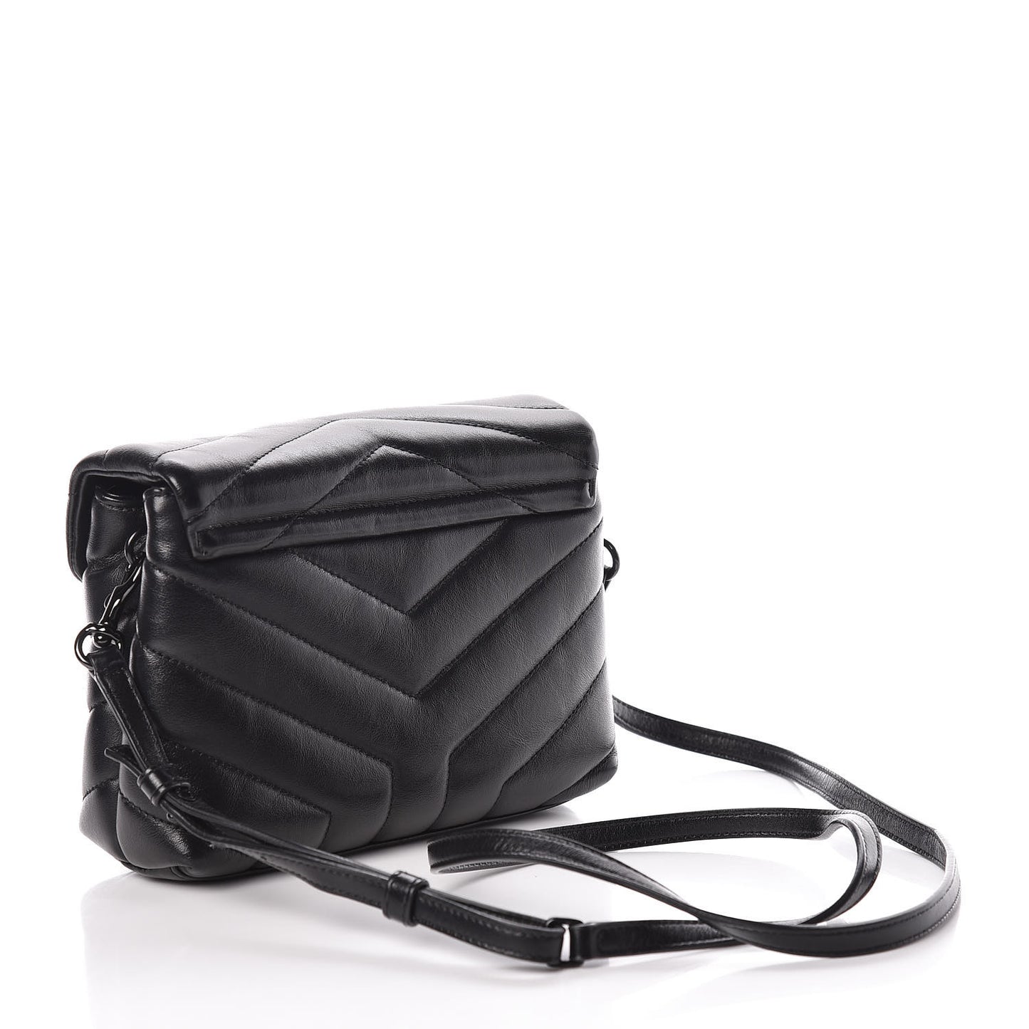 Calfskin Y Quilted Monogram Toy Loulou Crossbody Bag Black