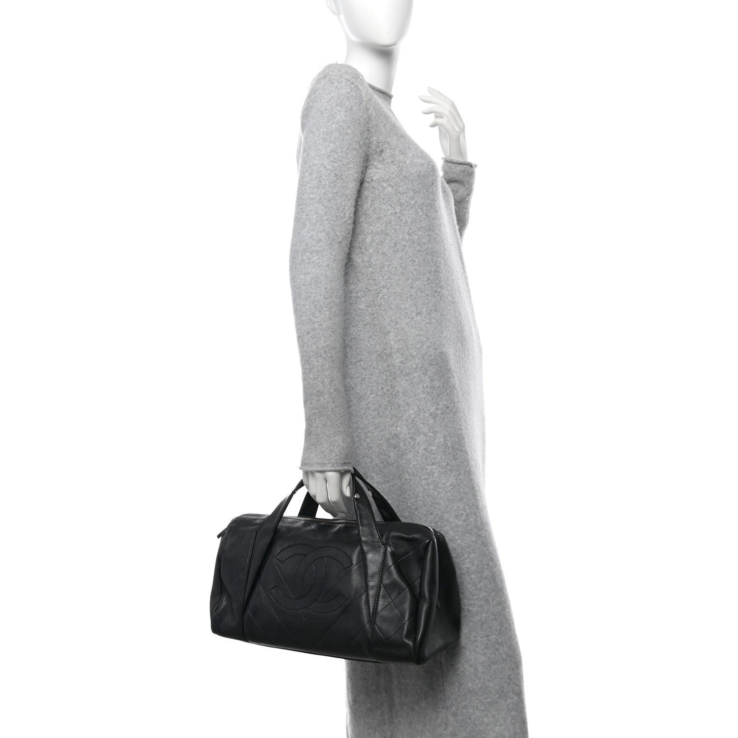 Chanel Calfskin CC Chevron All Day Long Boston Black 2 of 10