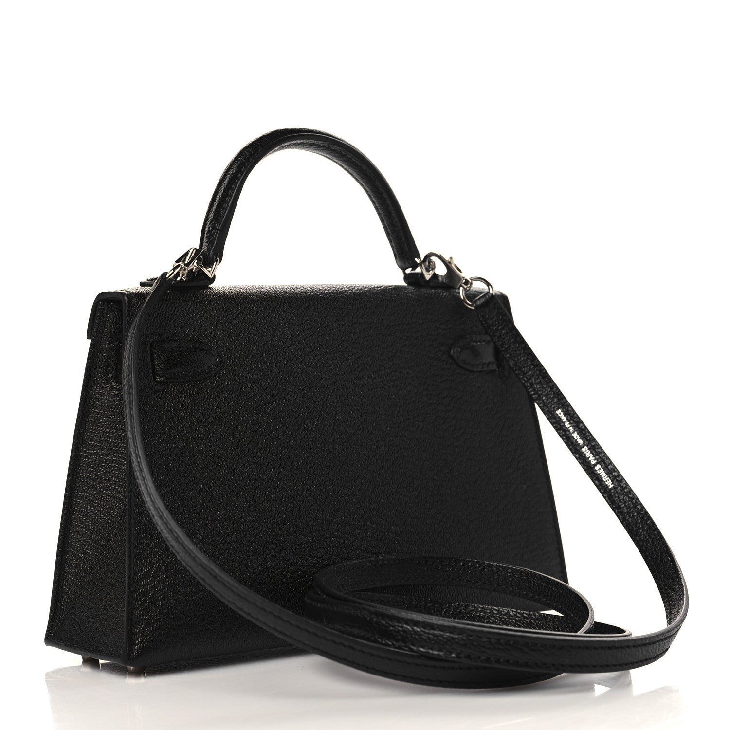 Hermes Chevre Mysore Horseshoe Mini Kelly Sellier 20 Black Vert Fonce 2 of 9