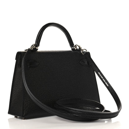 Hermes Chevre Mysore Horseshoe Mini Kelly Sellier 20 Black Vert Fonce 2 of 9