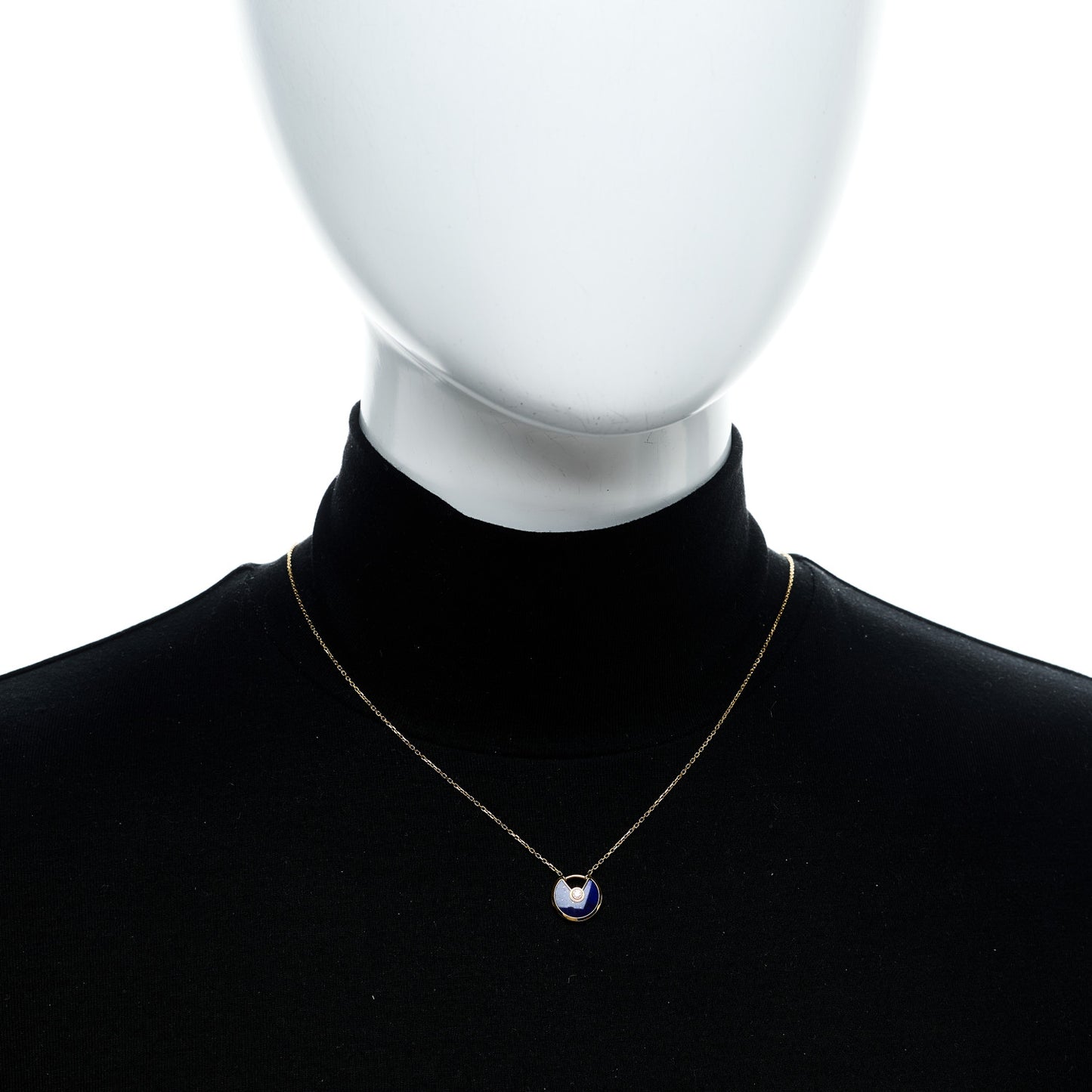 18K Yellow Gold Diamond Lapis Lazuli XS Amulette de Cartier Pendant Necklace