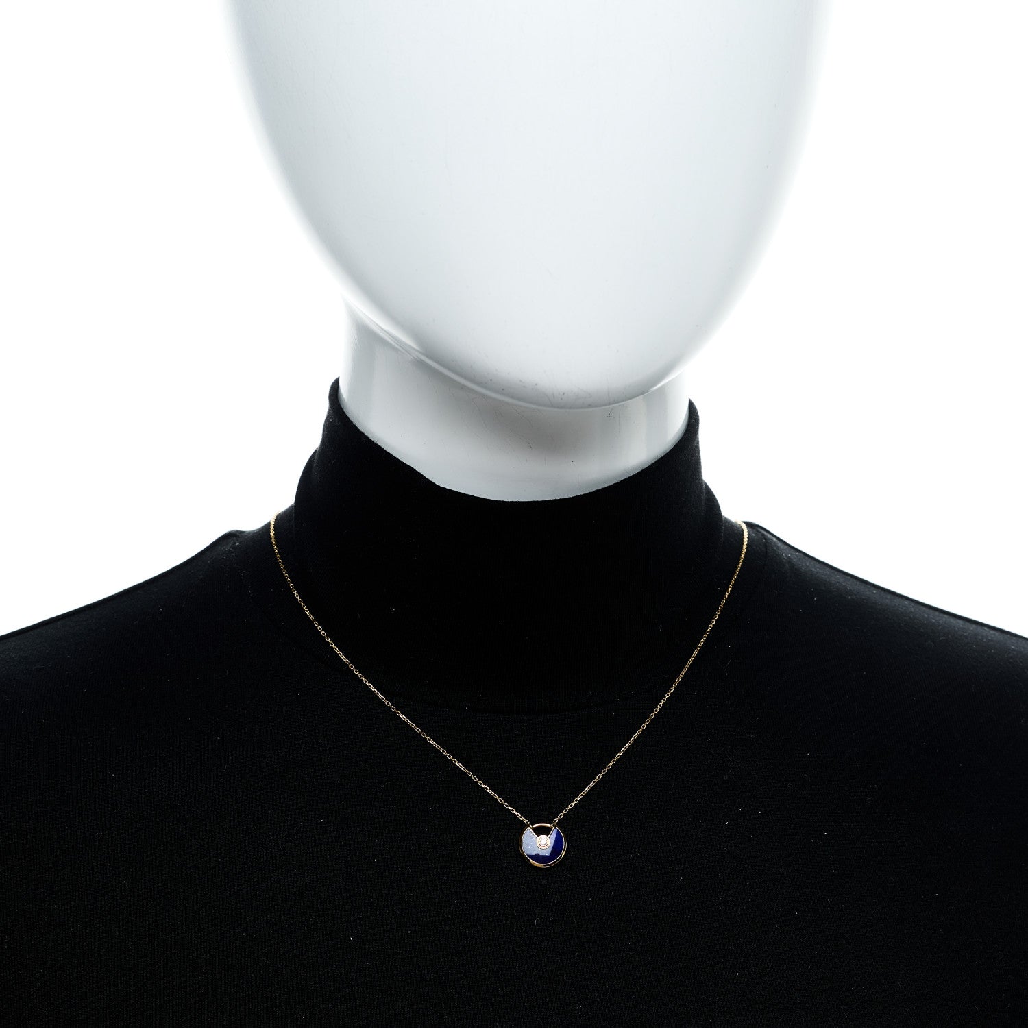 Cartier 18K Yellow Gold Diamond Lapis Lazuli XS Amulette de Cartier Pendant Necklace 2 of 5