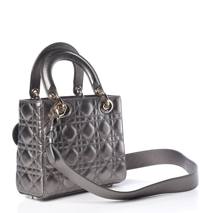 Christian Dior Metallic Grained Calfskin Cannage Small MyABCDior Gunmetal 3 of 13