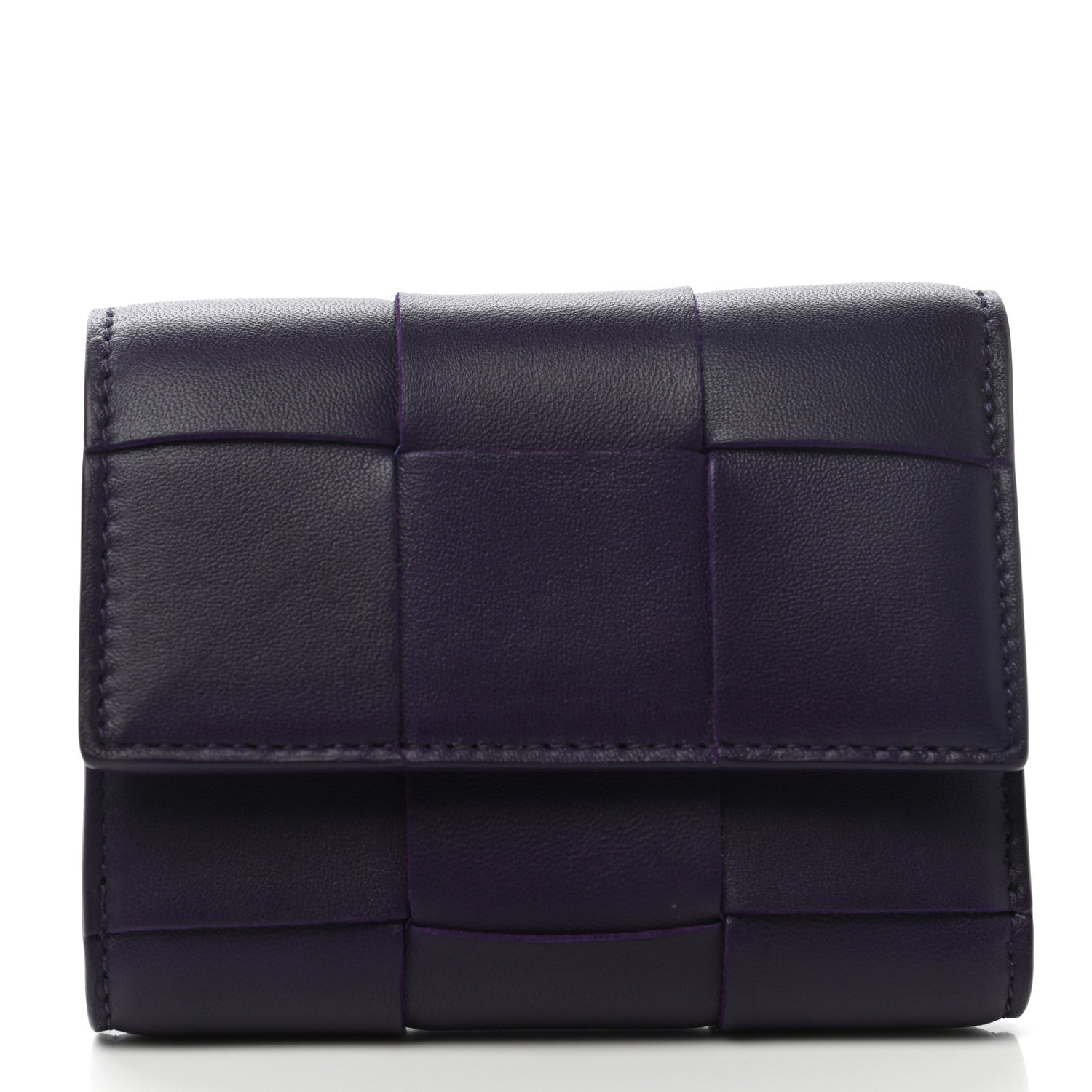 Bottega Veneta Nappa Maxi Intrecciato Trifold Zip Wallet Grape 1 of 6