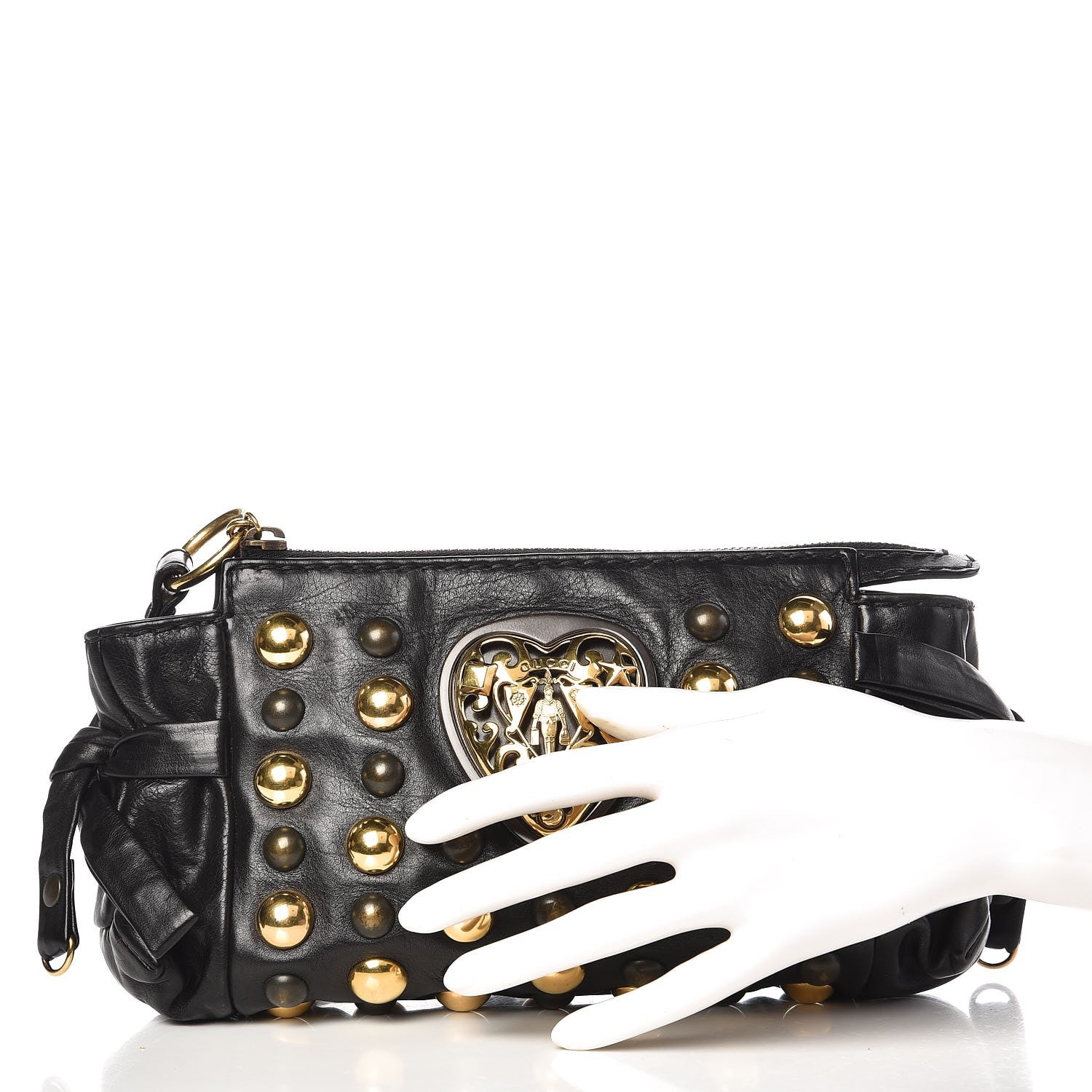 Gucci Calfskin Studded Babouska Clutch Black 2 of 7