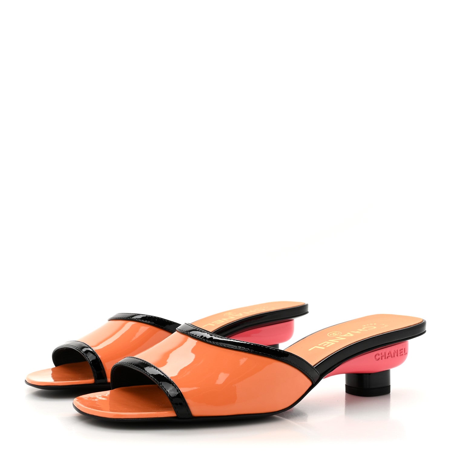 Chanel Patent Calfskin Mules 38 Orange Pink 4 of 10