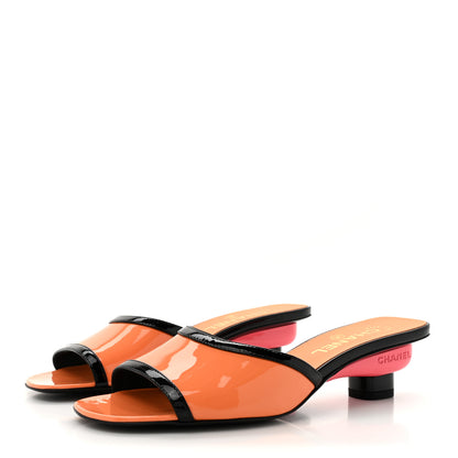 Chanel Patent Calfskin Mules 38 Orange Pink 4 of 10