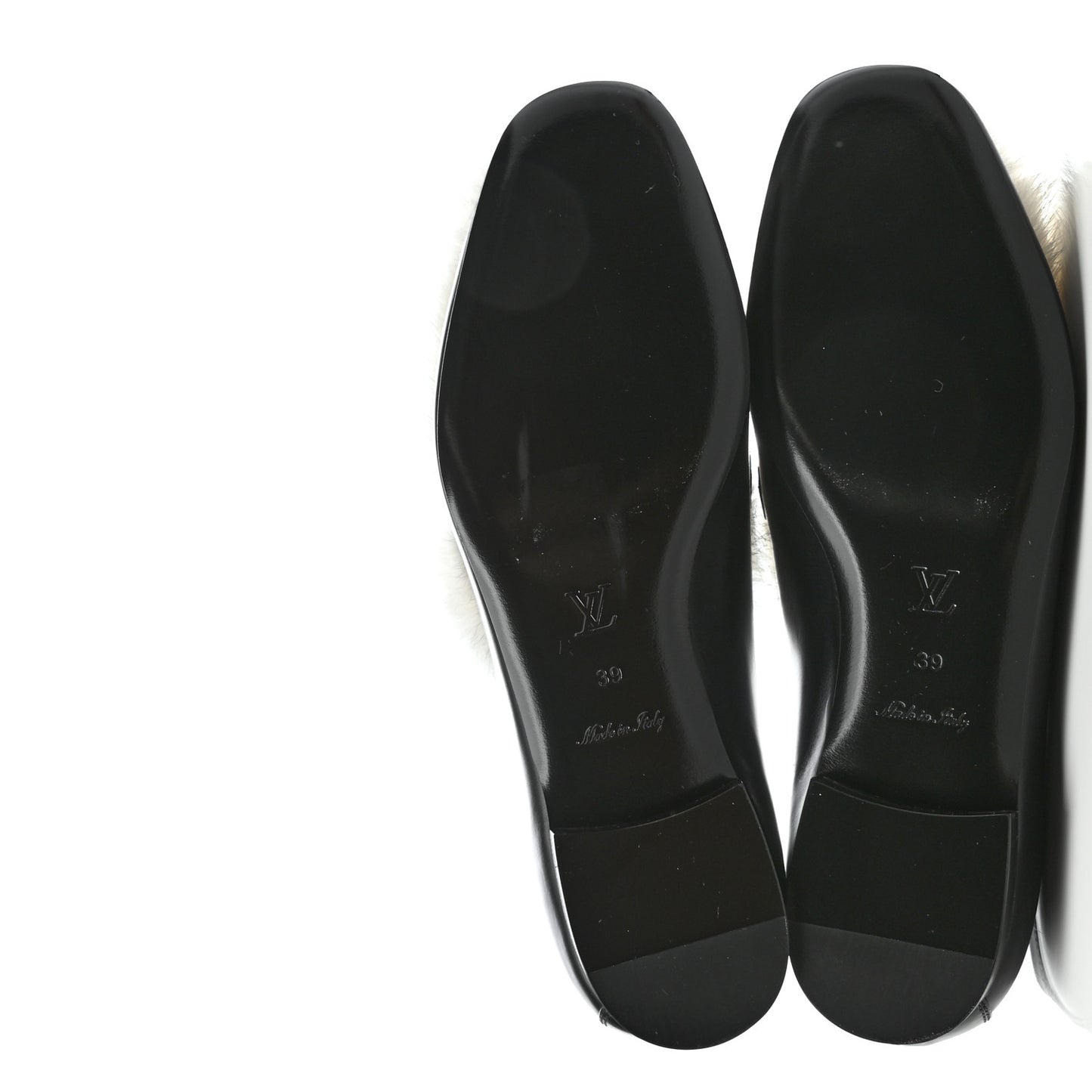 Calfskin Mink Upper Case Flat Loafer 39 Black