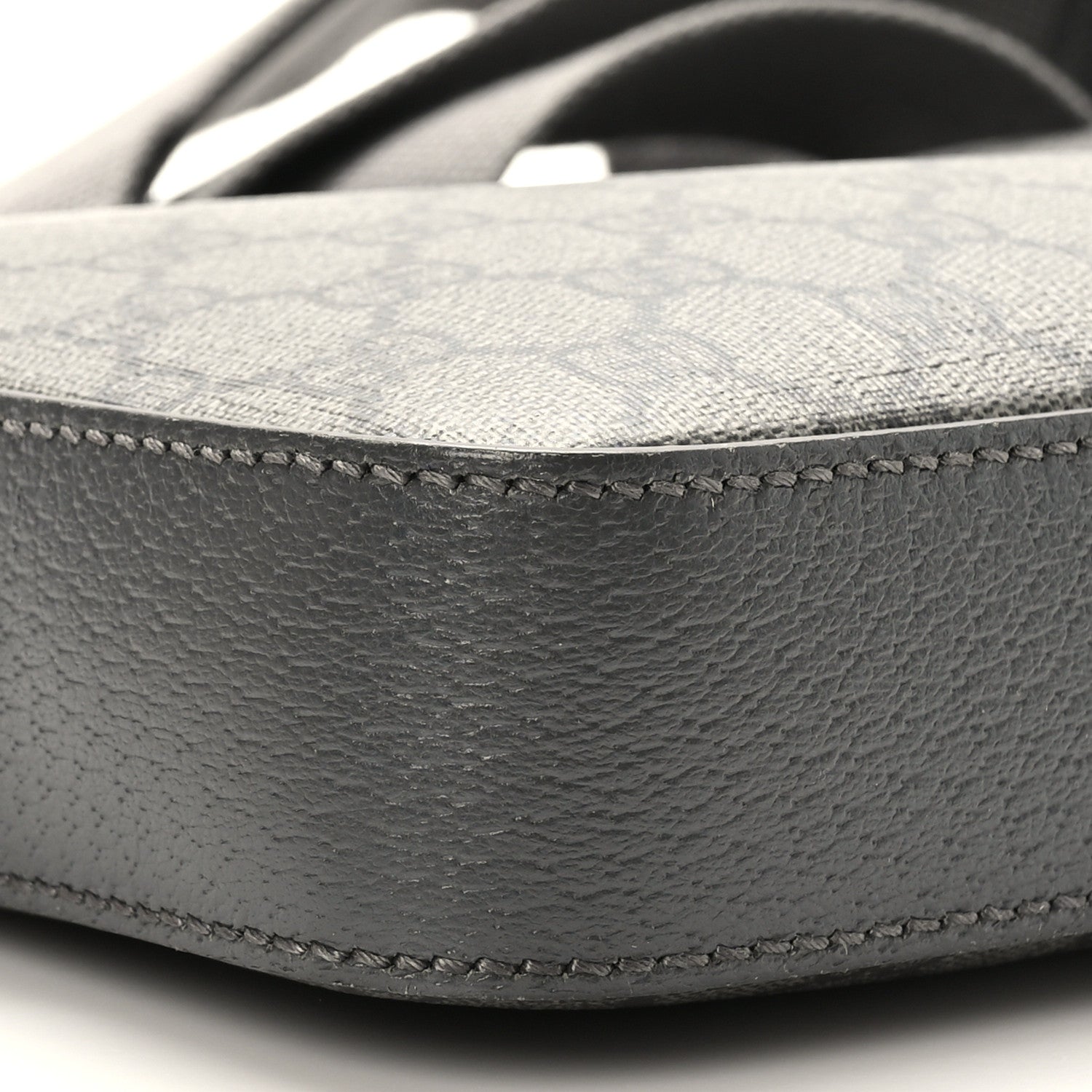 Gucci GG Supreme Monogram Textured Dollar Calfskin Web Ophidia Wristlet Shoulder Bag Grey Black Graphite Grey 9 of 9