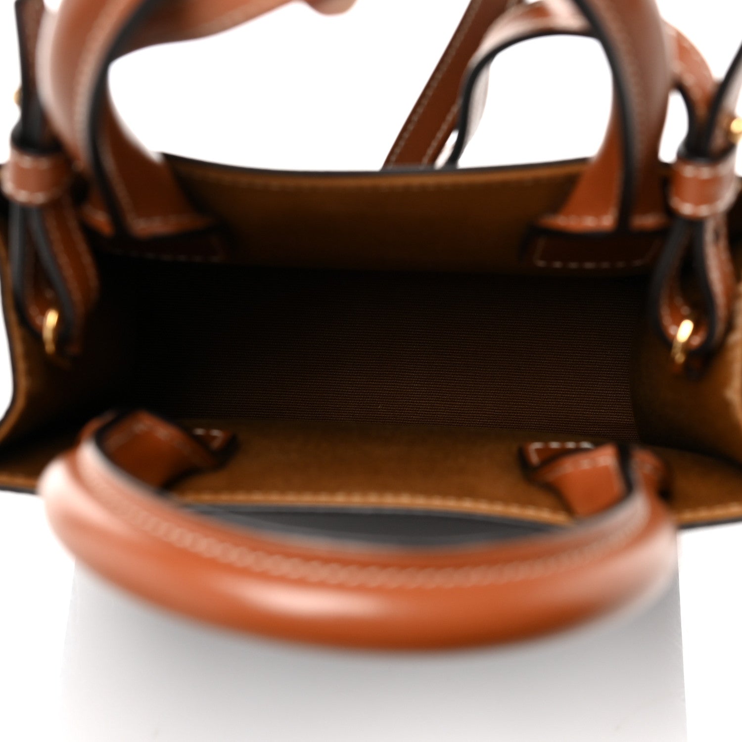 Celine Triomphe Canvas Calfskin Mini Vertical Cabas Tan 5 of 7