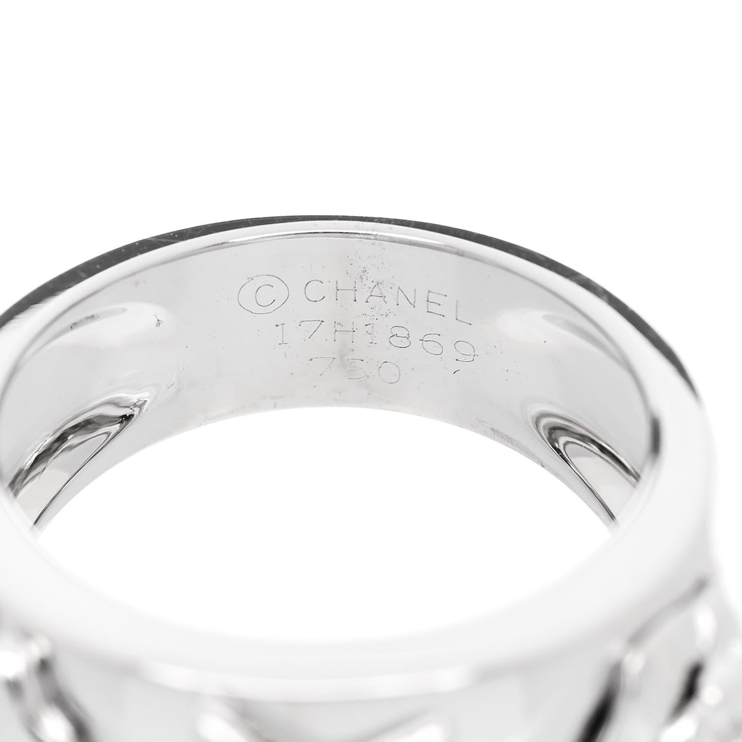 Chanel 18K White Gold Diamond 3 Symbols Ring 50 5.25 4 of 4