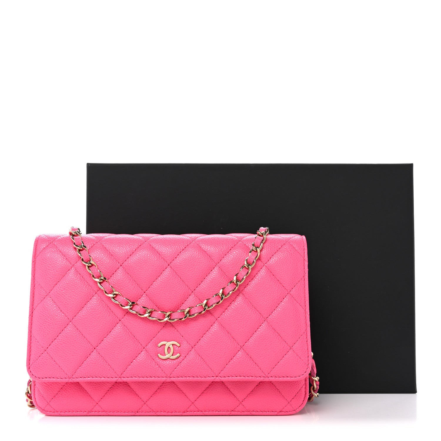 Chanel Caviar Quilted Wallet on Chain WOC Fuchsia 15 of 15