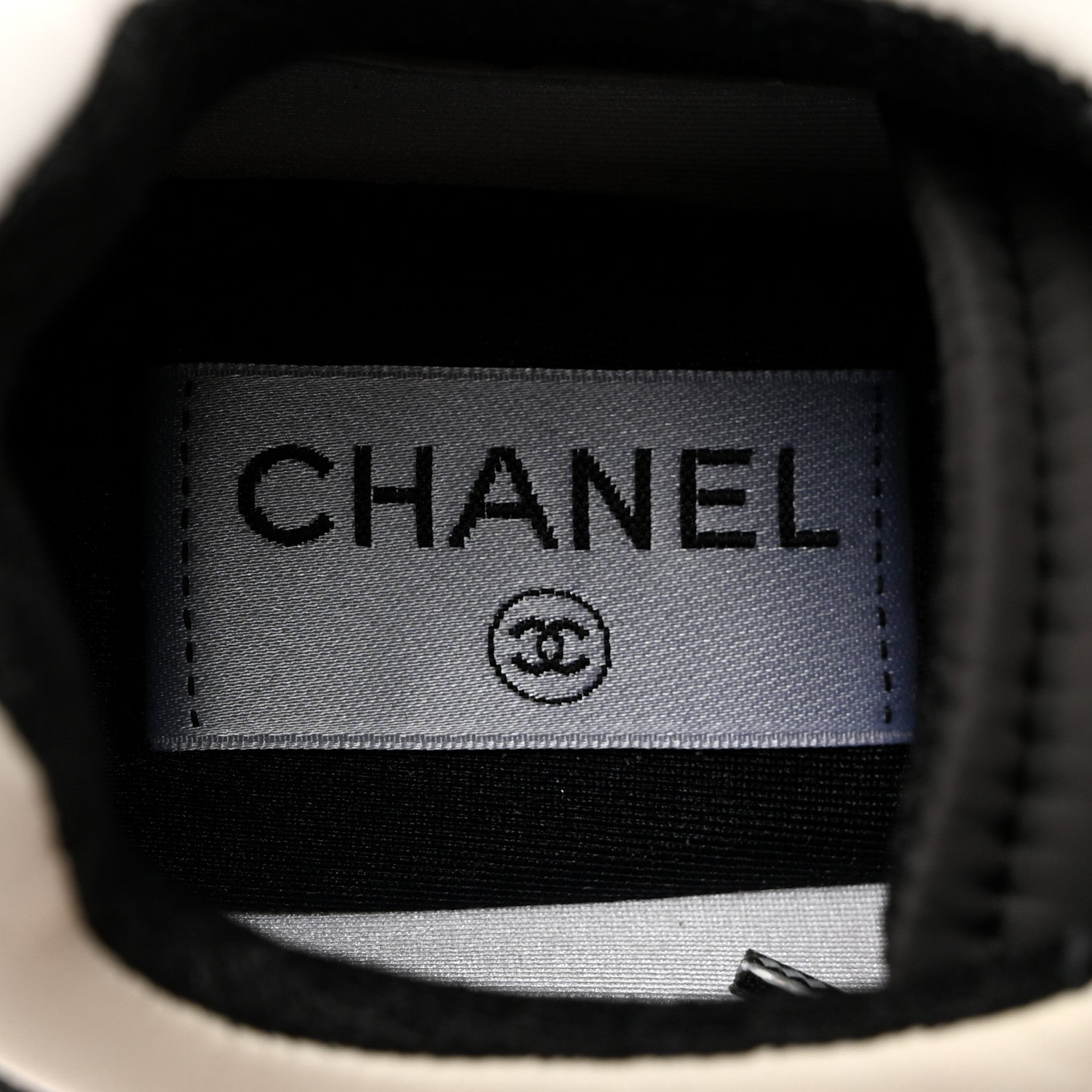 Chanel Nylon Calfskin Suede Womens CC Sneakers 37 Black Grey White 6 of 8