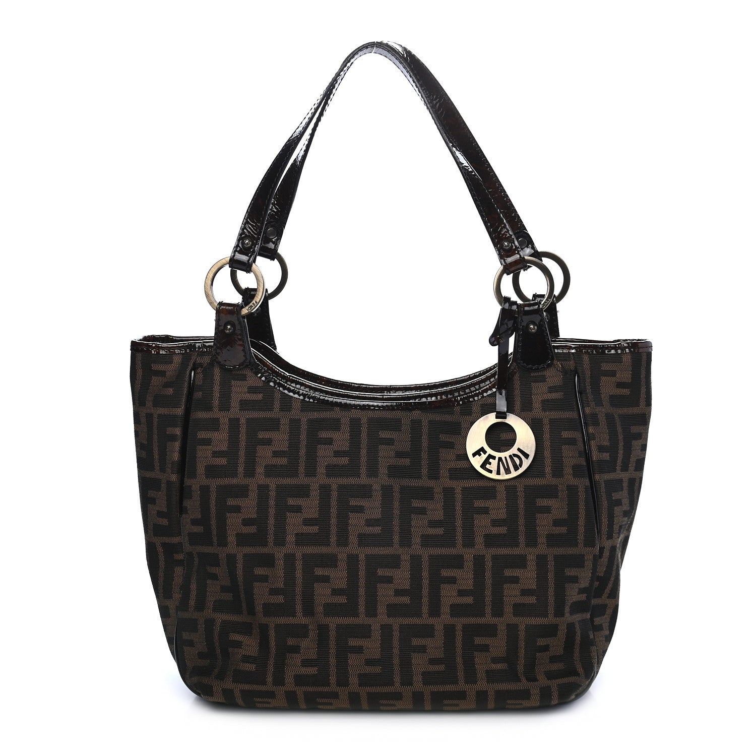 Fendi Zucca Patent Small Chef Shopping Tote Tobacco Moro 1 of 10