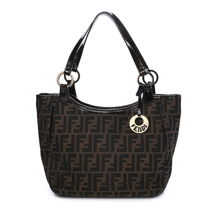 Fendi Zucca Patent Small Chef Shopping Tote Tobacco Moro 1 of 10