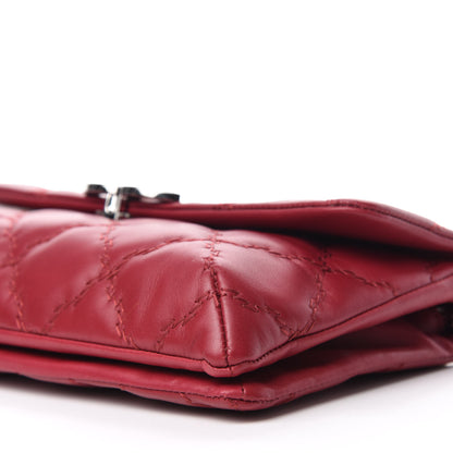 Chanel Calfskin Quilted Double Stitch Hamptons Clutch with Chain Red 7 of 10