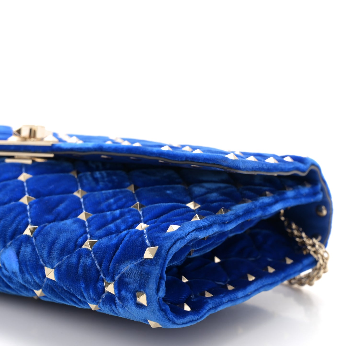 Velvet Rockstud Spike Wallet on Chain Acid Blue
