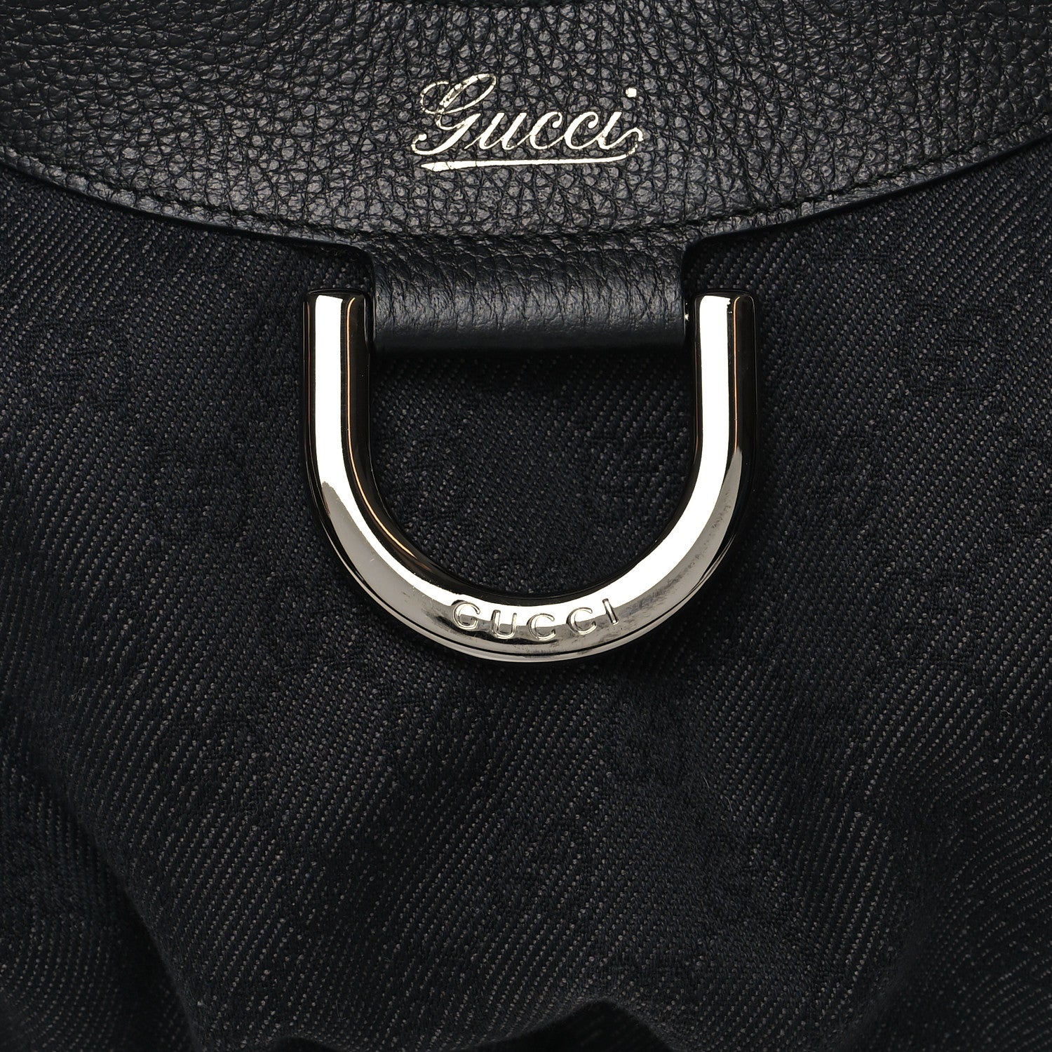Gucci Monogram Medium D Gold Ring Hobo Black 8 of 10