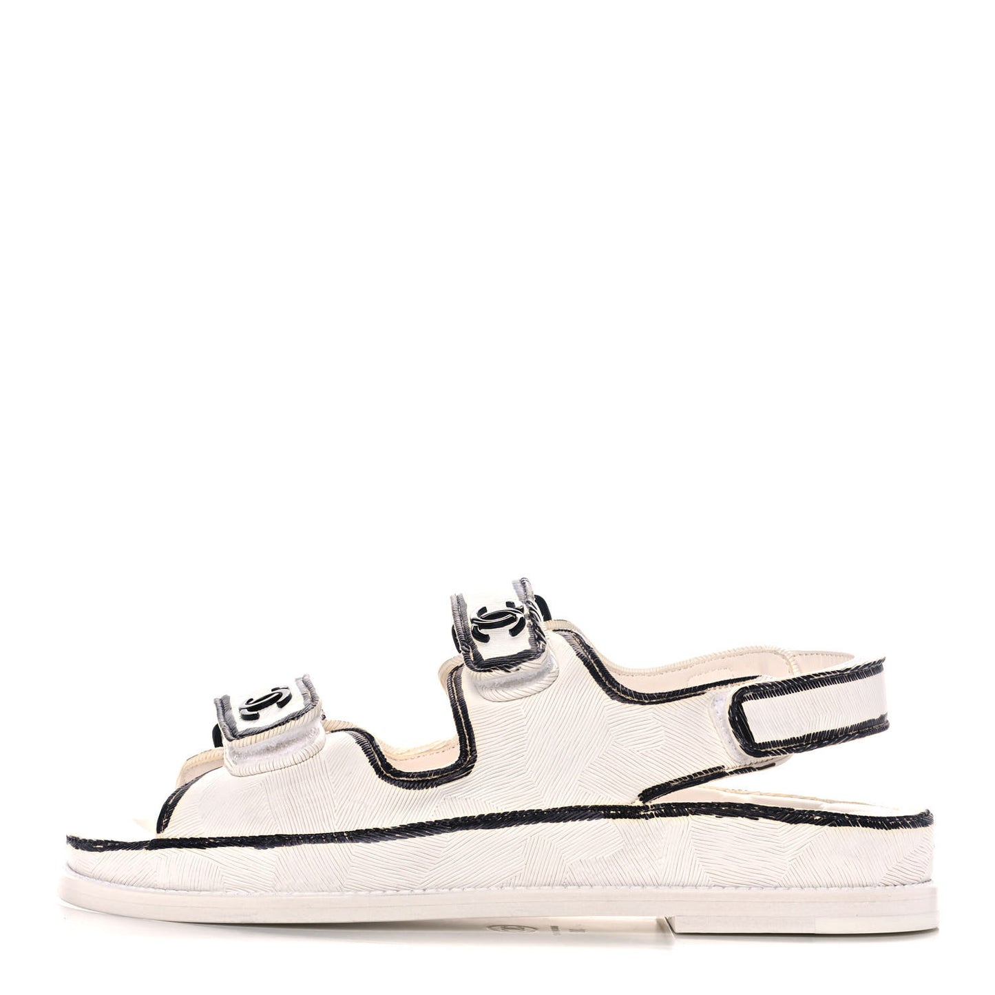 Calfskin Printed Velcro Dad Sandals 38 White Black