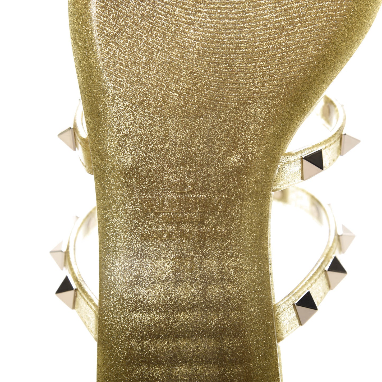 PVC Jelly Glitter Rockstud Caged Flat Thong Sandals 35 Oro