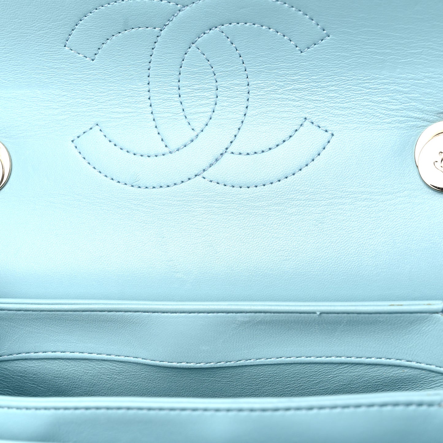 Lambskin Quilted Small Trendy CC Flap Dual Handle Bag Light Blue