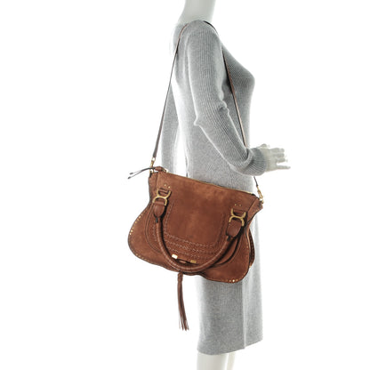 Chloe Suede Calfskin Braided Medium Marcie Satchel Caramel 2 of 8