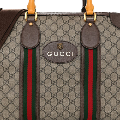 Gucci Soft GG Supreme Monogram Web Large Duffle Bag Beige New Acero Crop 7 of 9