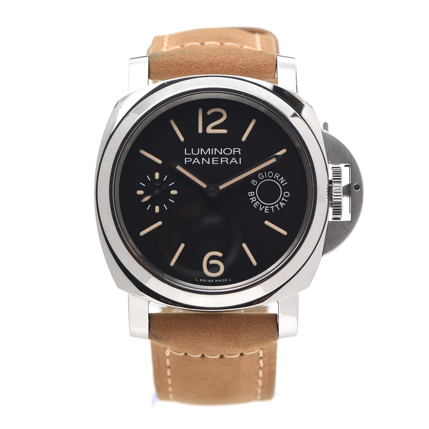 Stainless Steel Calfskin 44mm Luminor Marina Manual Winding Watch Black PAM00590