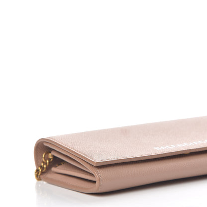 Balenciaga Signature Grained Calfskin Logo Ville Continental Wallet on Chain Beige 8 of 11