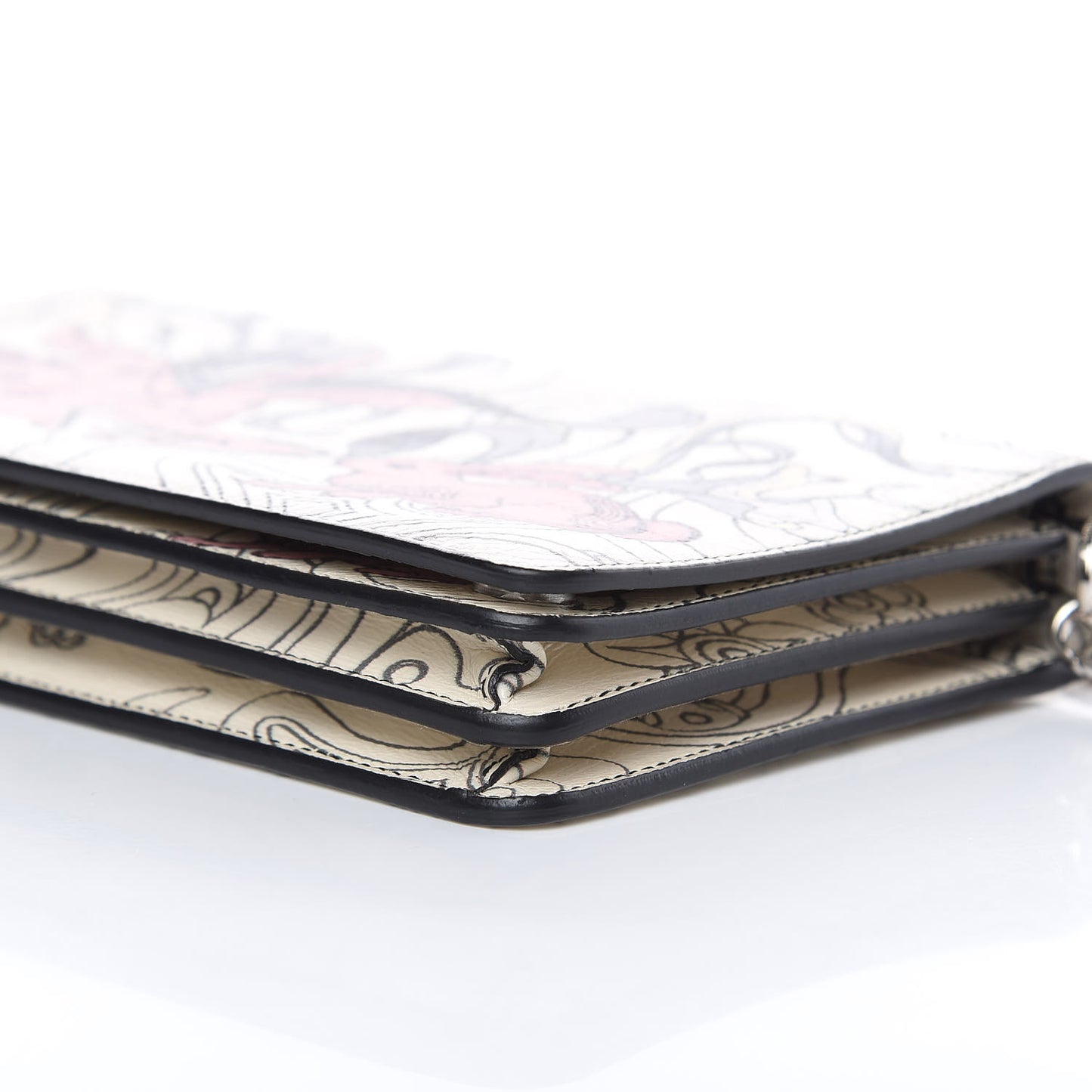 X JAMES JEAN Glace Calfskin Rabbit Print Chain Crossbody Bag Opaline