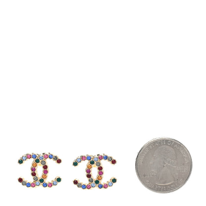 Chanel Crystal Over The Rainbow CC Earrings Gold Multicolor 2 of 4