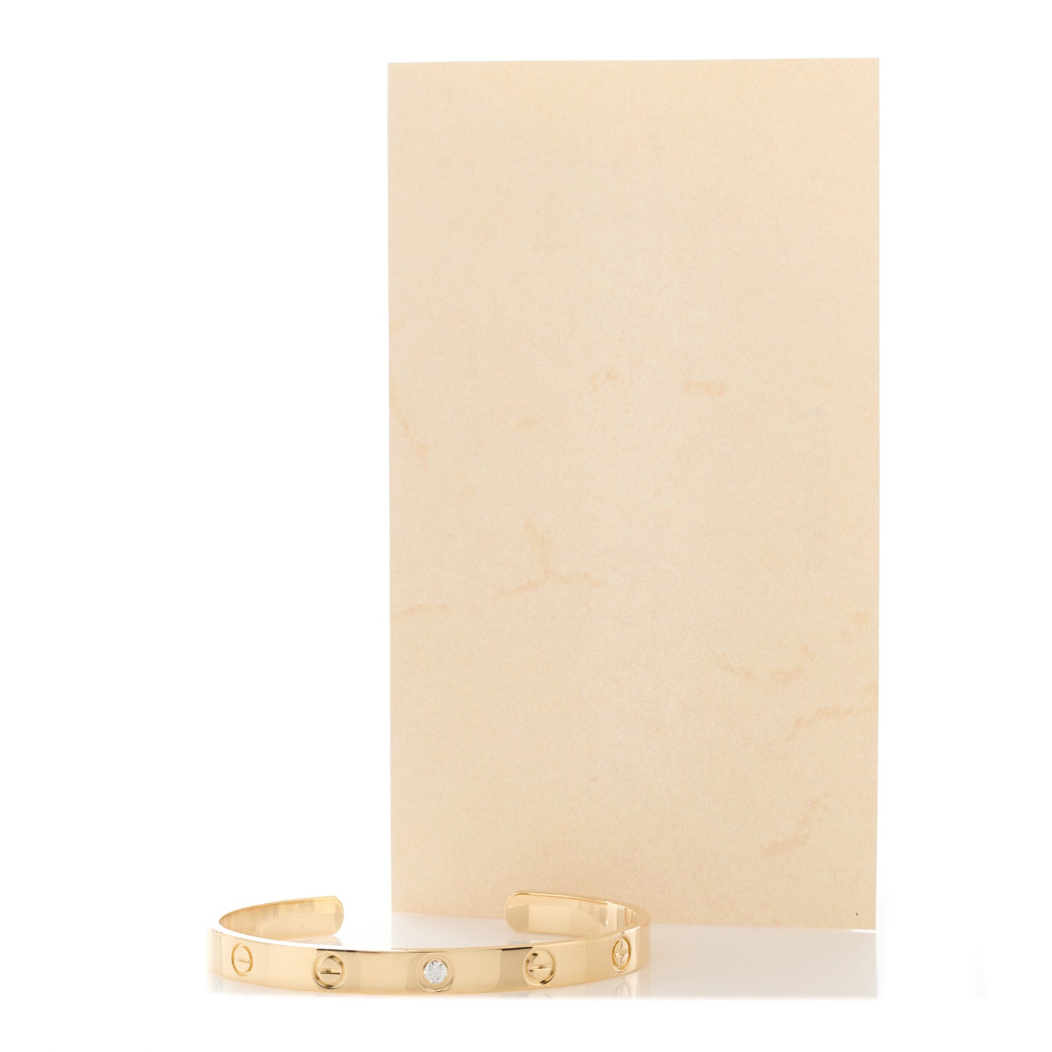Cartier 18K Yellow Gold 1 Diamond LOVE Cuff Bracelet 17 4 of 4