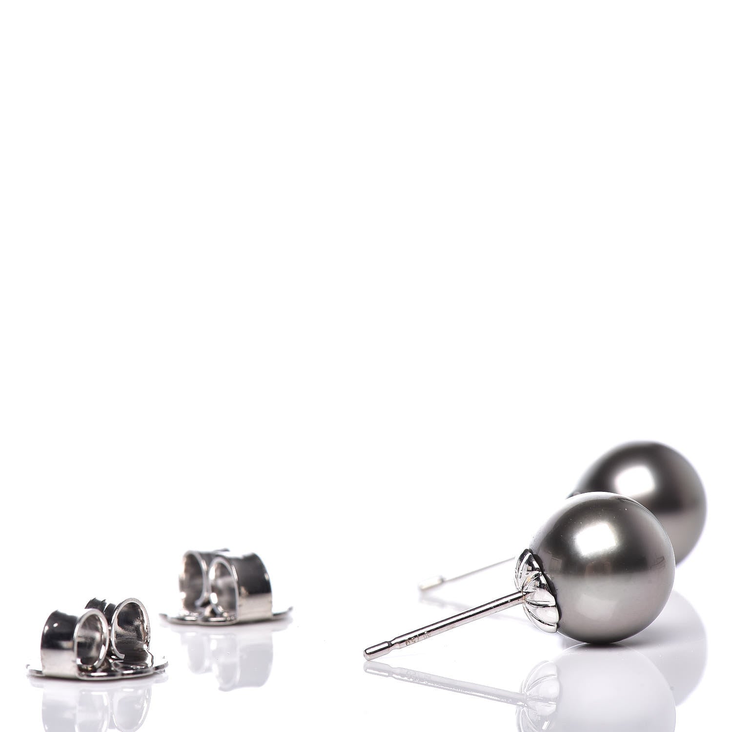 Mikimoto 18K White Gold Black South Sea Pearl 9.5mm Stud Earrings 3 of 5