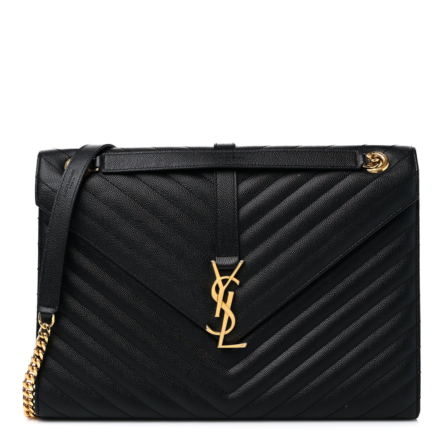 Grain De Poudre Matelasse Chevron Large Monogram Satchel Black