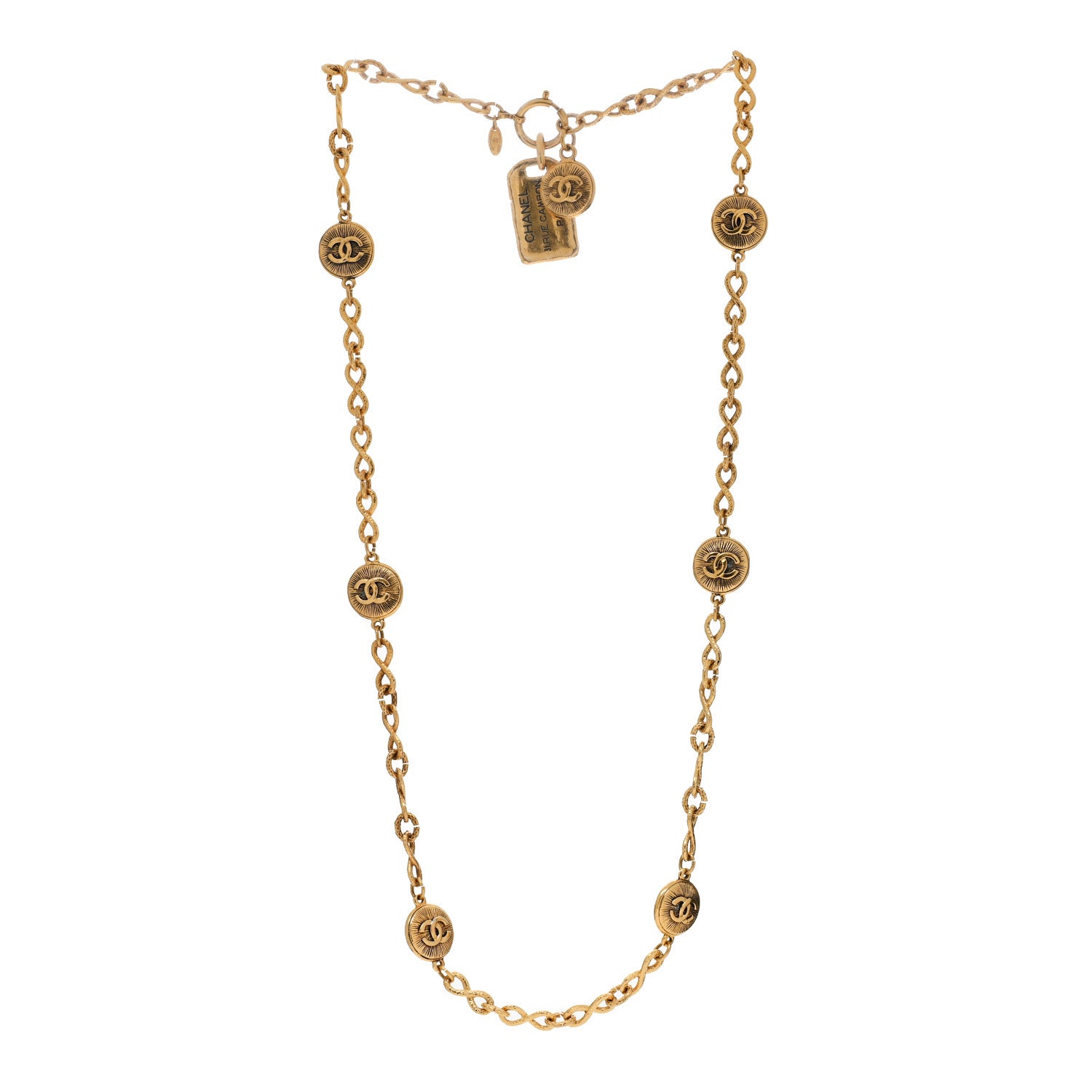 Chanel CC Medallion 31 Rue Cambon Tag Pendant Necklace Gold 2 of 4