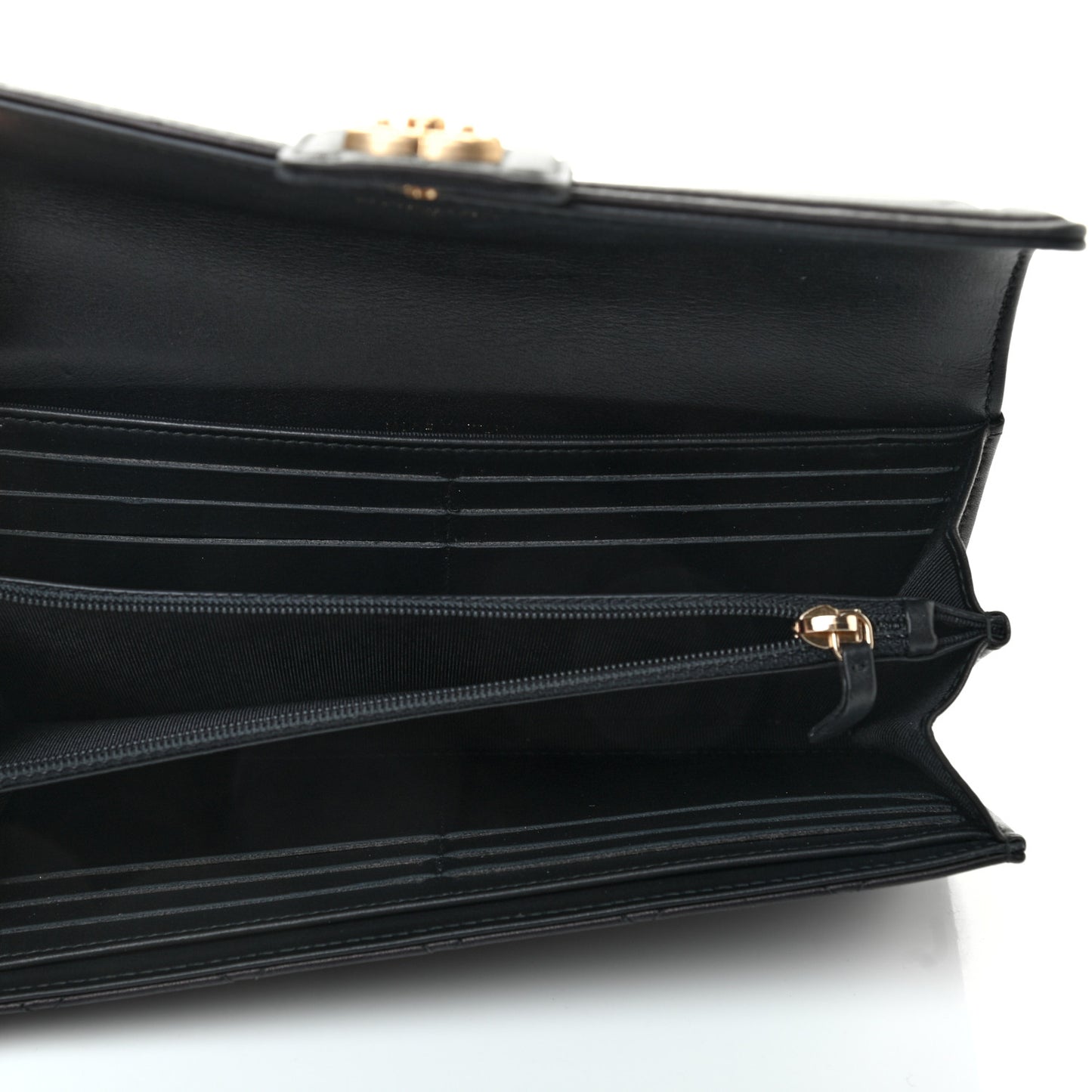 Lambskin Quilted Elegant CC Long Wallet Black