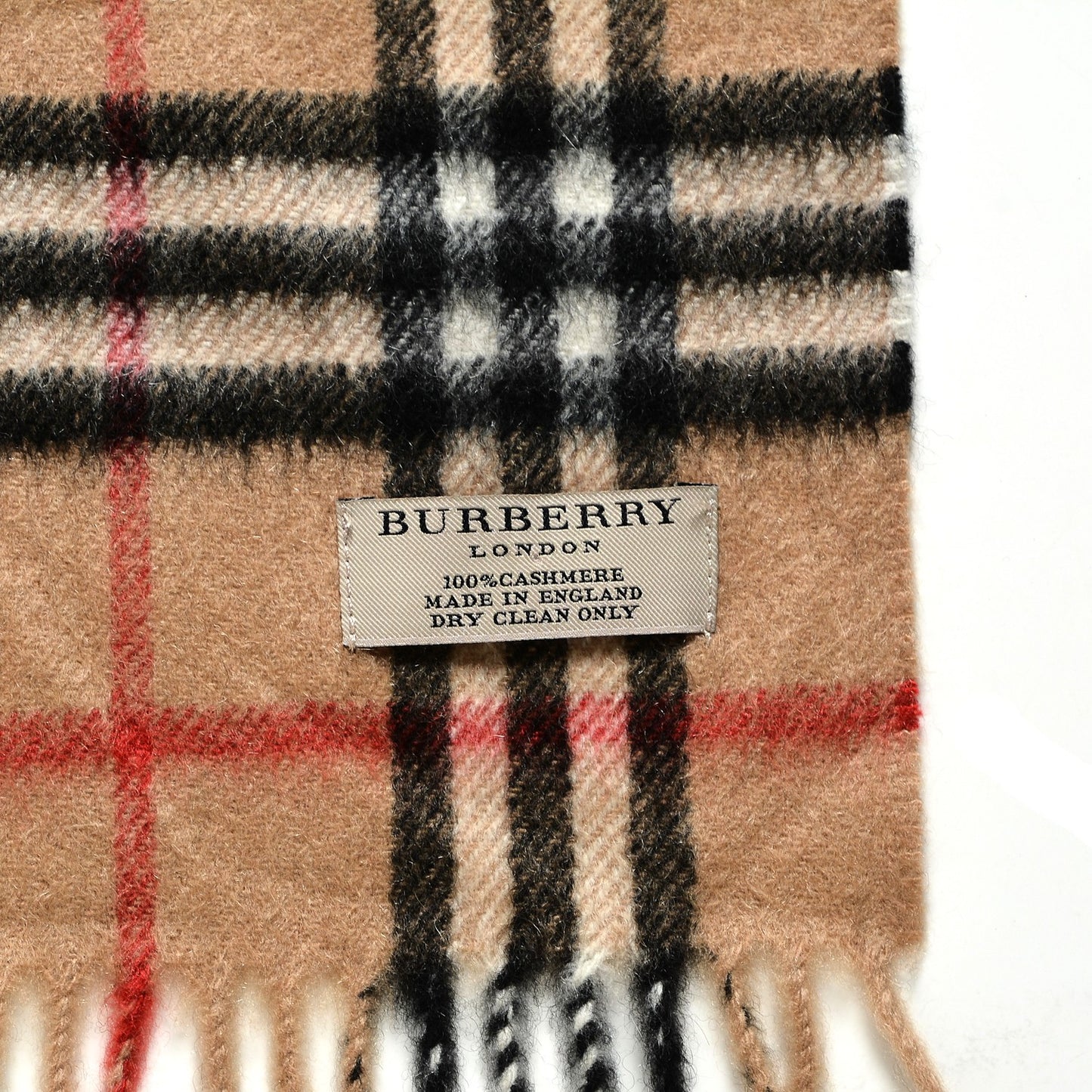 Cashmere House Check Fringe Scarf Camel