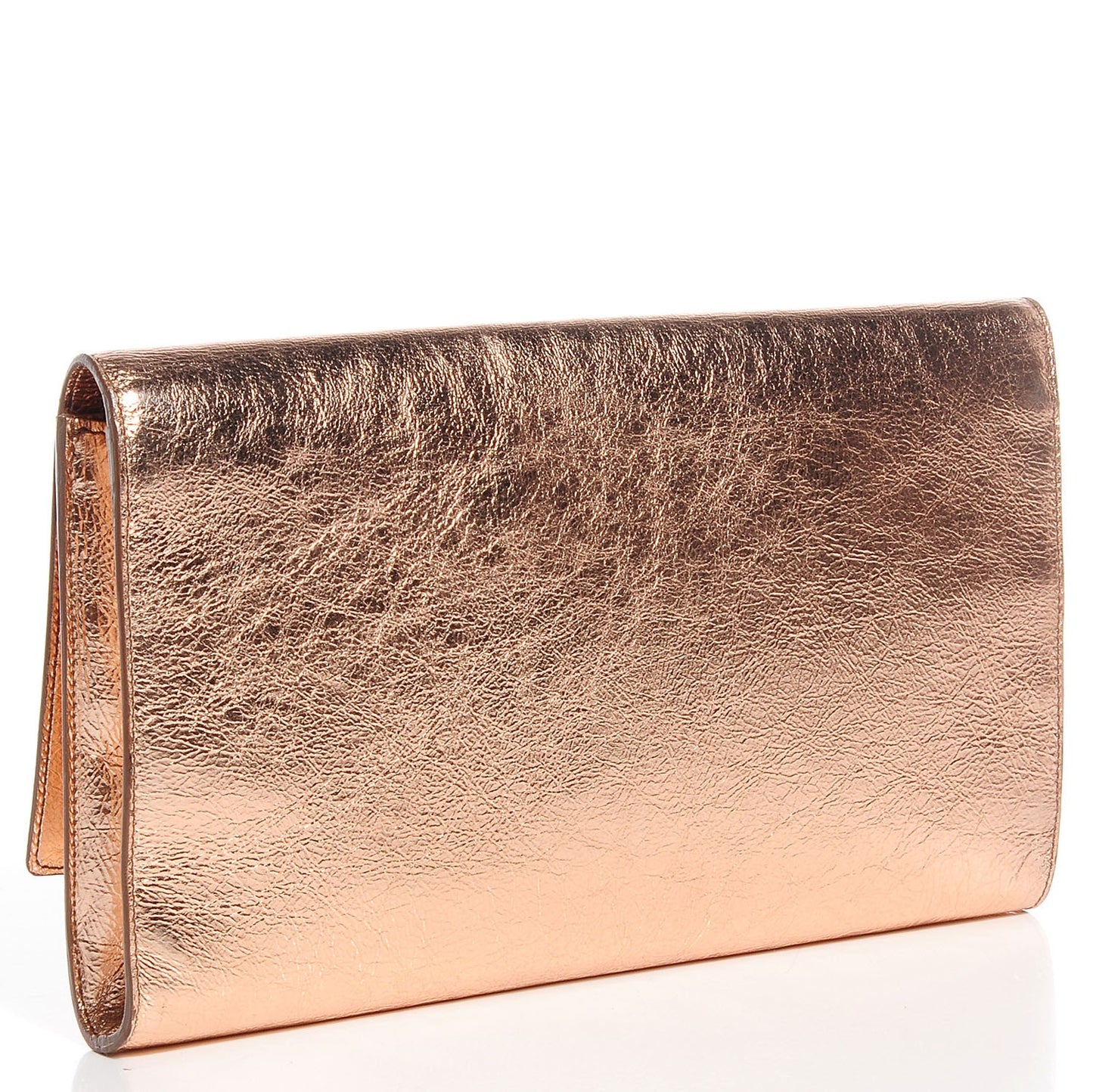 Metallic Leather Large Belle De Jour Clutch Rose Gold