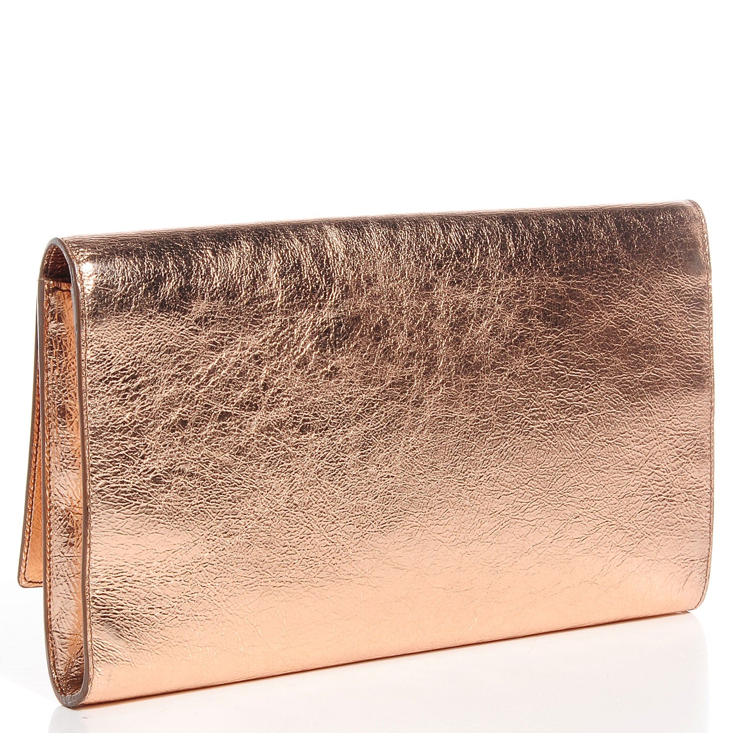 Saint Laurent Metallic Leather Large Belle De Jour Clutch Rose Gold 3 of 6