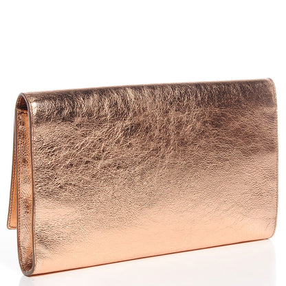 Saint Laurent Metallic Leather Large Belle De Jour Clutch Rose Gold 3 of 6