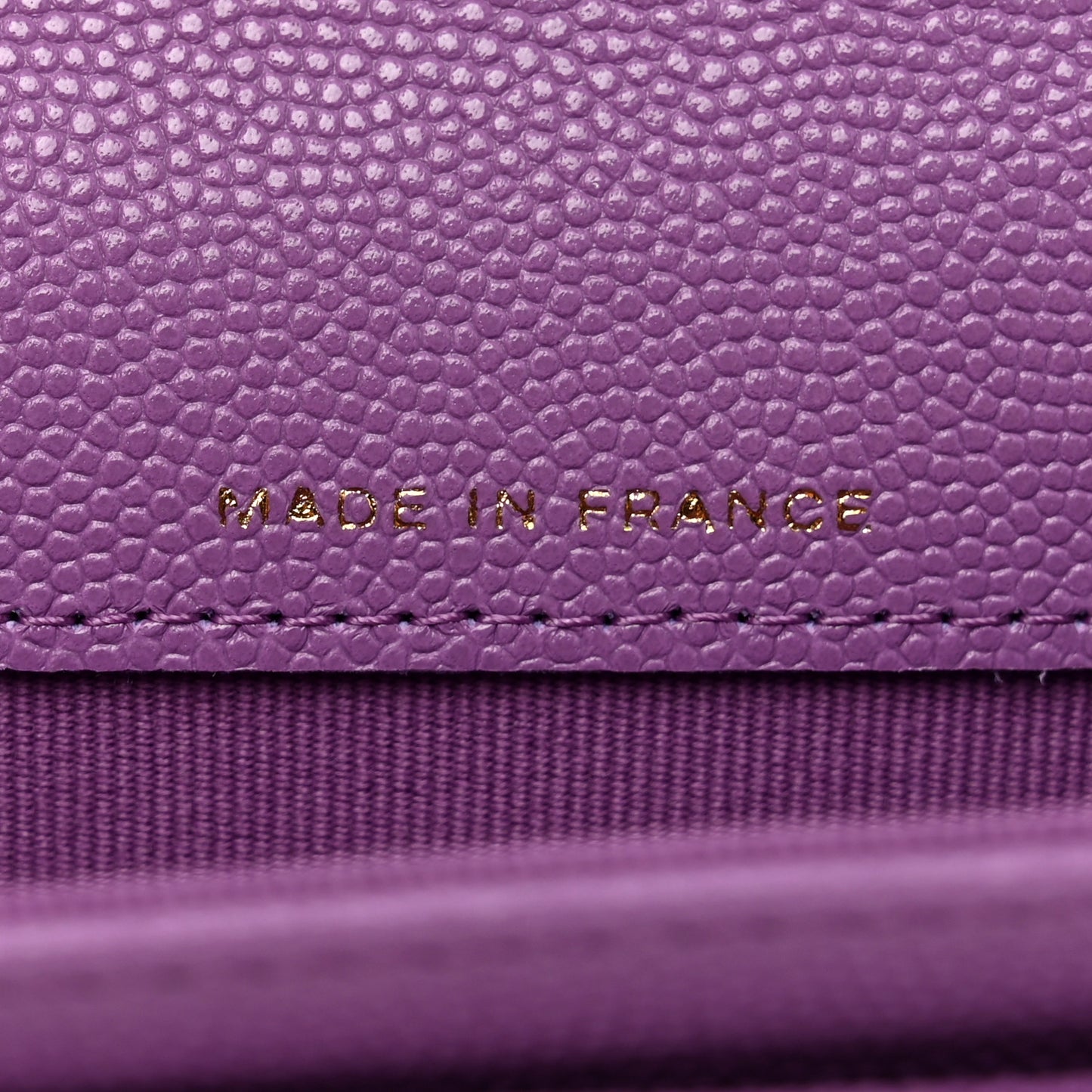 Caviar Quilted Flap Card Holder Wallet Purple