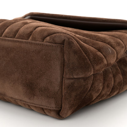 Saint Laurent Suede Calfskin Y Quilted Monogram Small Loulou Chain Satchel Bark Brown 11 of 11