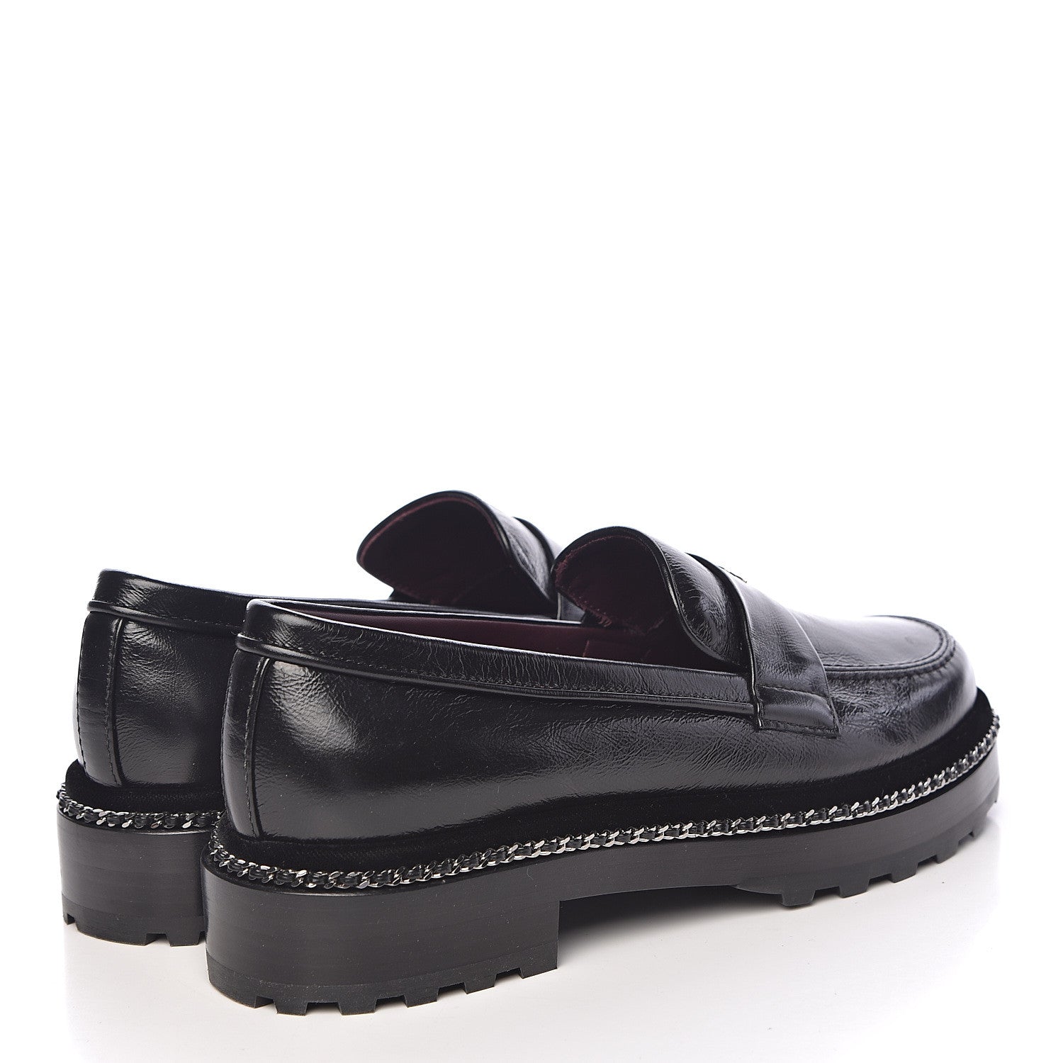 Chanel Crinkled Calfskin CC Chain Mocassin Loafers 39 Black 4 of 8