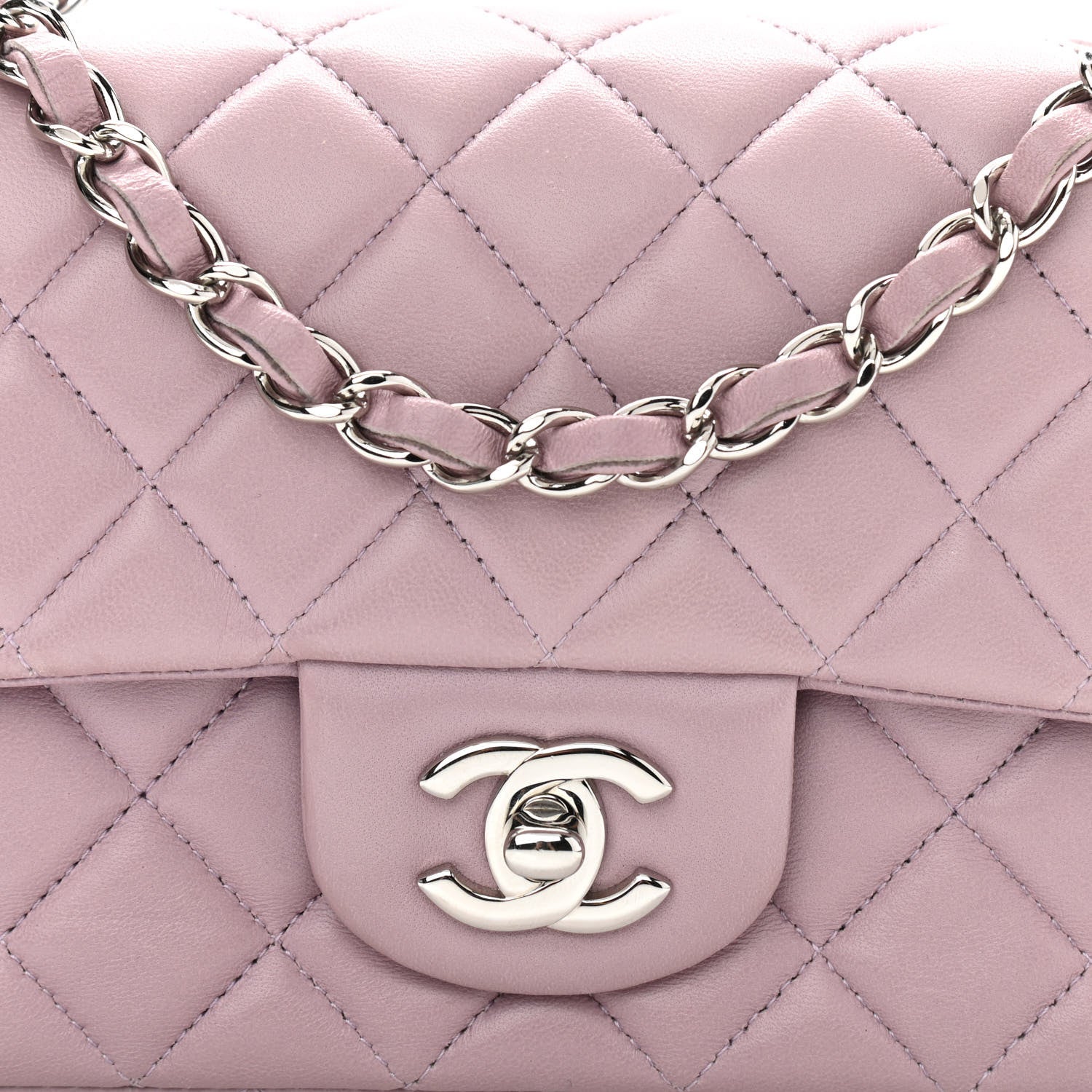 Chanel Lambskin Quilted Mini Rectangular Flap Light Purple 8 of 10
